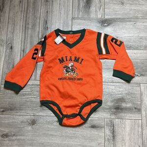 Mighty Mac Sports Baby Boys Orange Green Miami Sweatshirt Bodysuit Size 18M